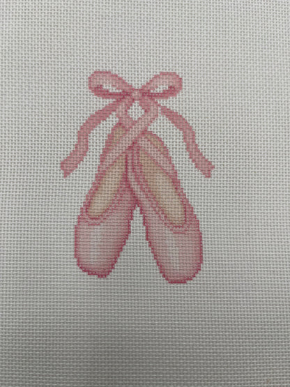 Pink Ballet Point Shoes - 18 mesh - 8 x 8 - Needlepoint Canvas
