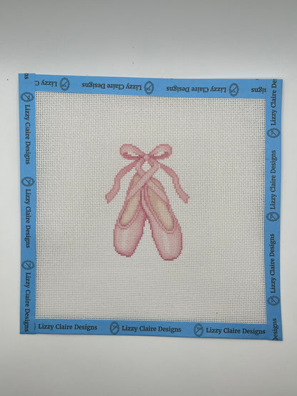 Pink Ballet Point Shoes - 18 mesh - 8 x 8 - Needlepoint Canvas