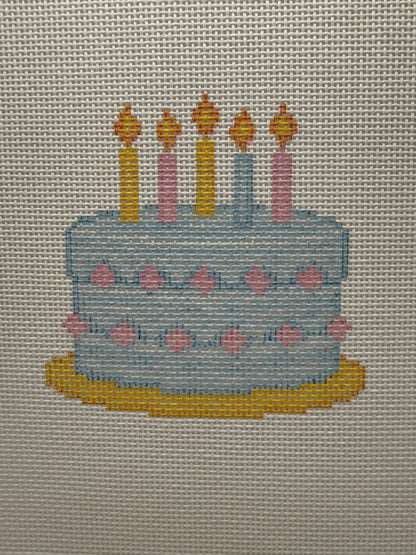 Birthday Cake (5 candle) - 18 mesh - 8 x 8 - Needlepoint Canvas