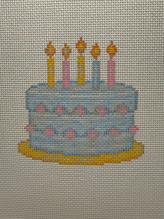 Birthday Cake (5 candle) - 18 mesh - 8 x 8 - Needlepoint Canvas