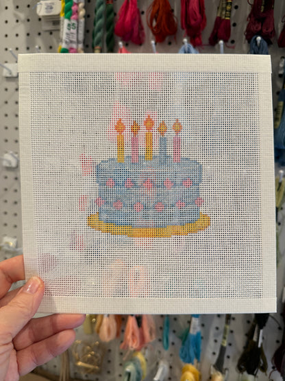 Birthday Cake (5 candle) - 18 mesh - 8 x 8 - Needlepoint Canvas