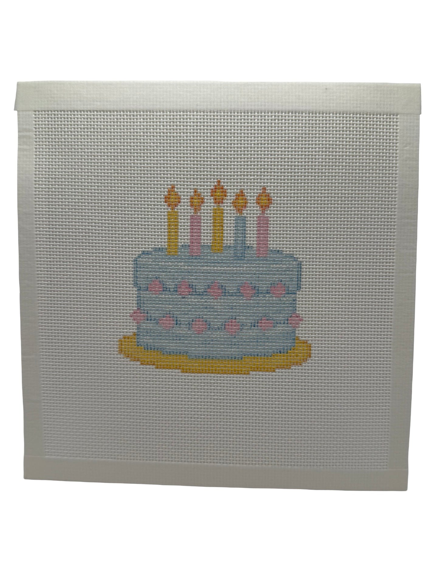 Birthday Cake (5 candle) - 18 mesh - 8 x 8 - Needlepoint Canvas