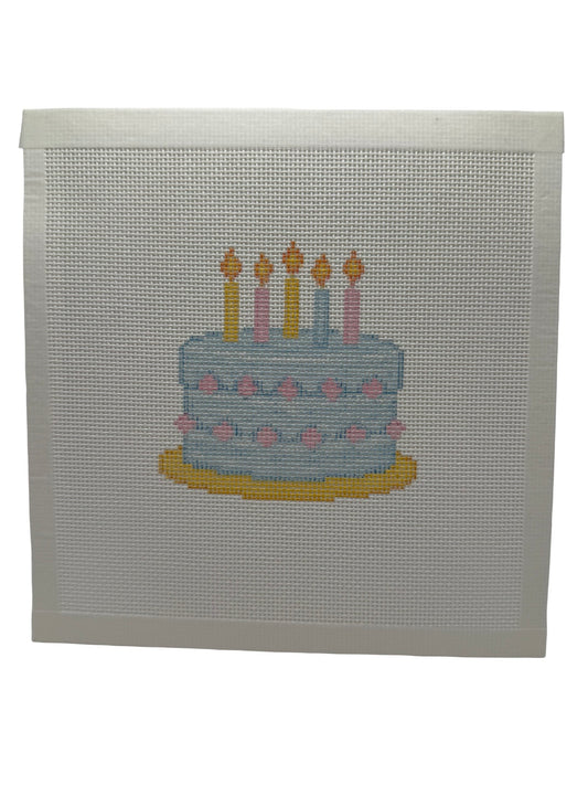 Birthday Cake (5 candle) - 18 mesh - 8 x 8 - Needlepoint Canvas