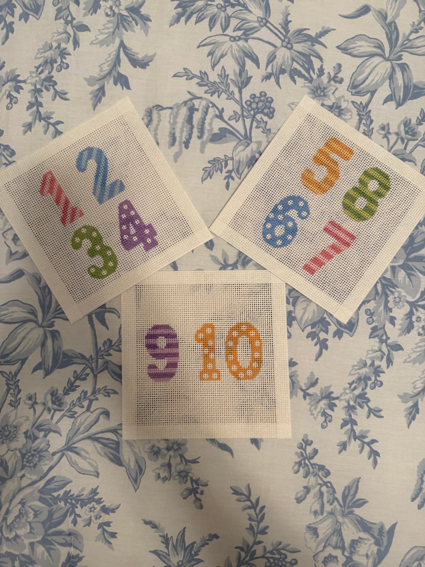 Birthday Cake Numbers - 13 mesh - 6 x 6 - 3 Needlepoint Canvases