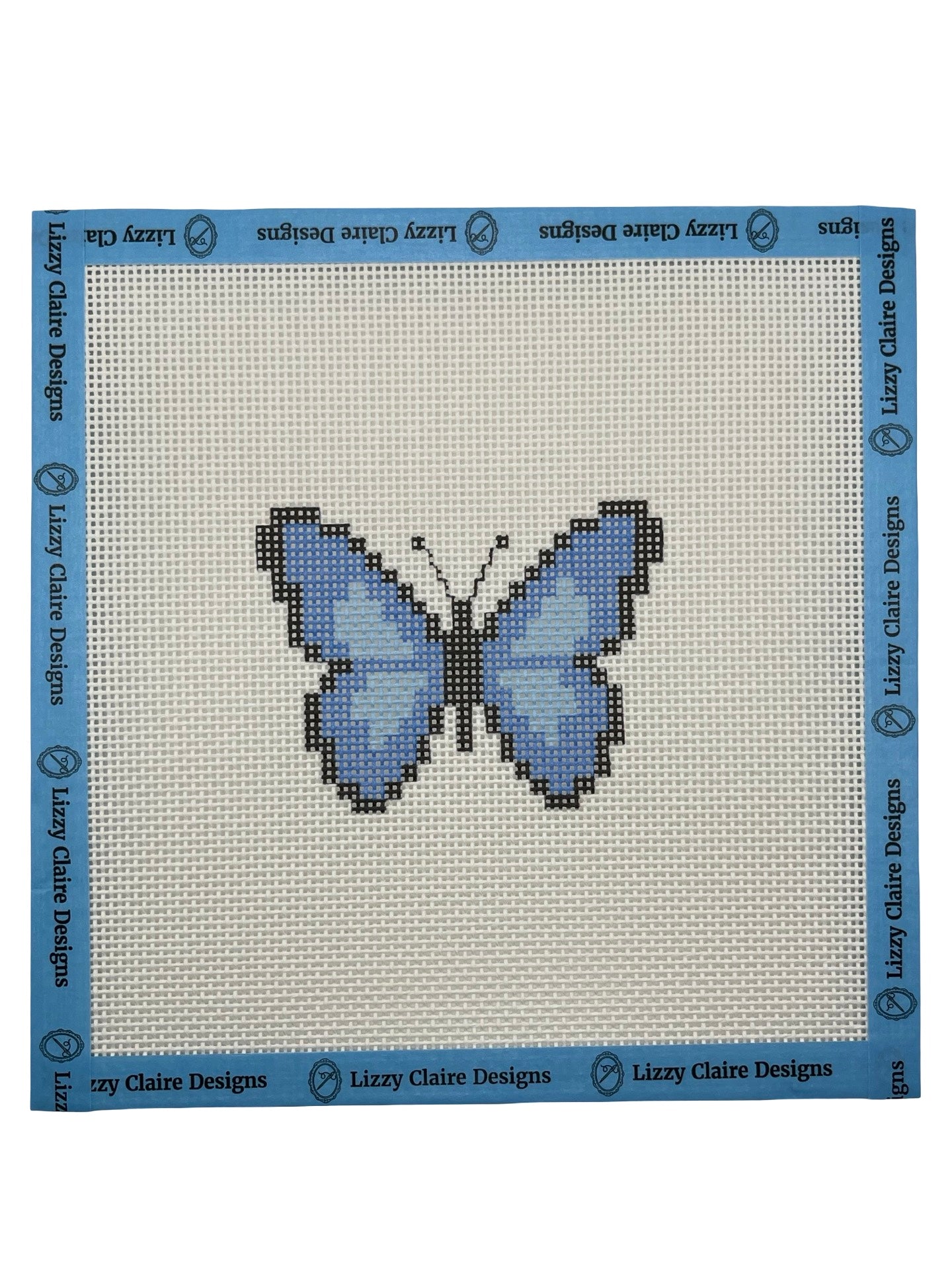 Blue Butterfly - 13 mesh - 8 x 8 - Needlepoint Canvas