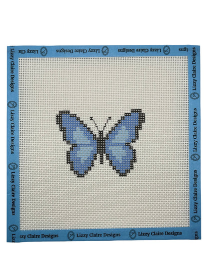Blue Butterfly - 13 mesh - 8 x 8 - Needlepoint Canvas