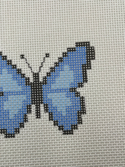 Blue Butterfly - 13 mesh - 8 x 8 - Needlepoint Canvas