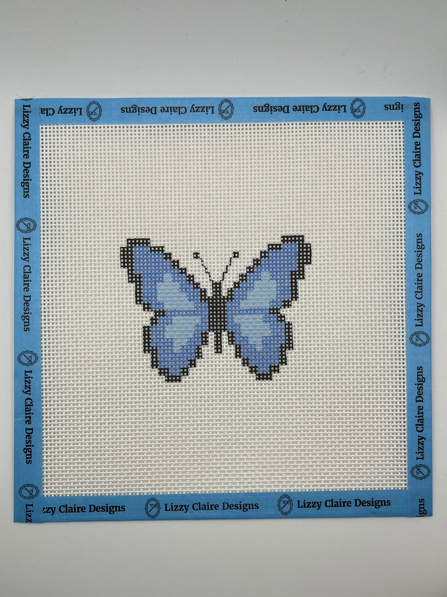 Blue Butterfly - 13 mesh - 8 x 8 - Needlepoint Canvas