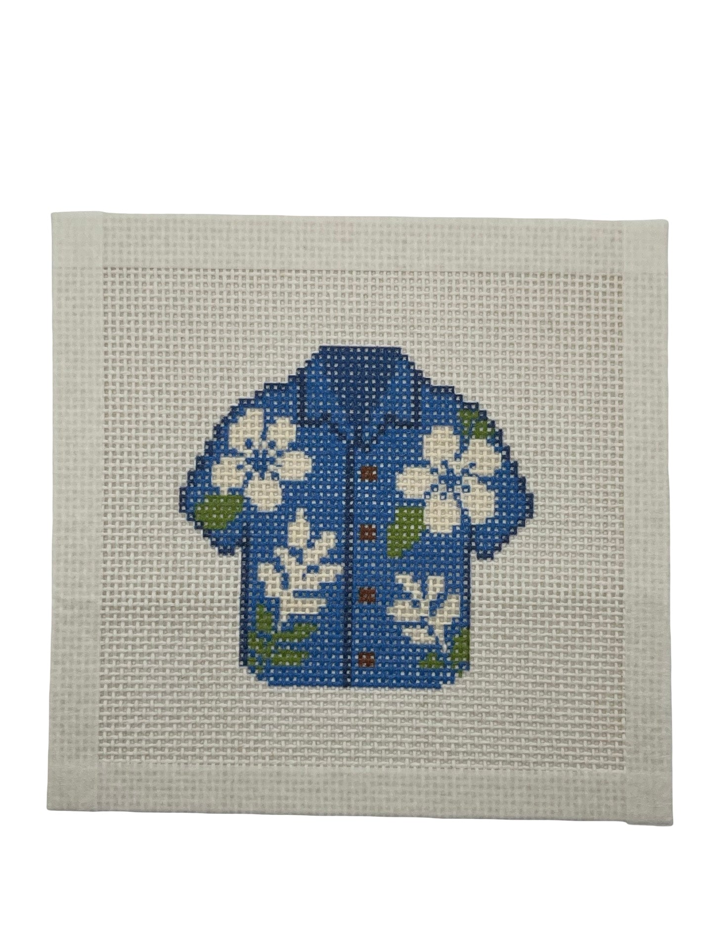 Blue Hawaiian Shirt - 13 mesh - 6 x 6 - Needlepoint Canvas