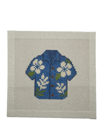 Blue Hawaiian Shirt - 13 mesh - 6 x 6 - Needlepoint Canvas