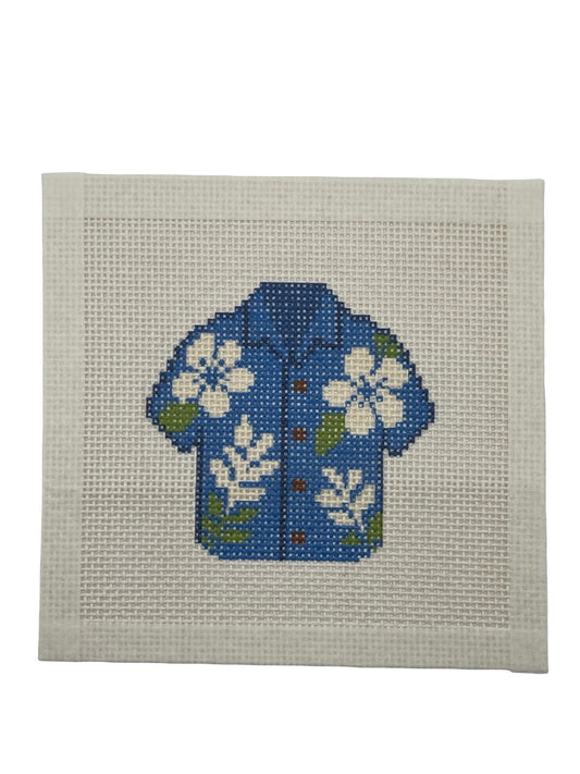 Blue Hawaiian Shirt - 13 mesh - 6 x 6 - Needlepoint Canvas