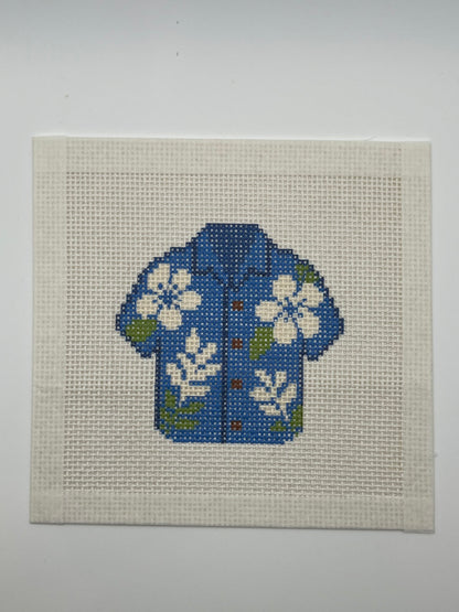 Blue Hawaiian Shirt - 13 mesh - 6 x 6 - Needlepoint Canvas
