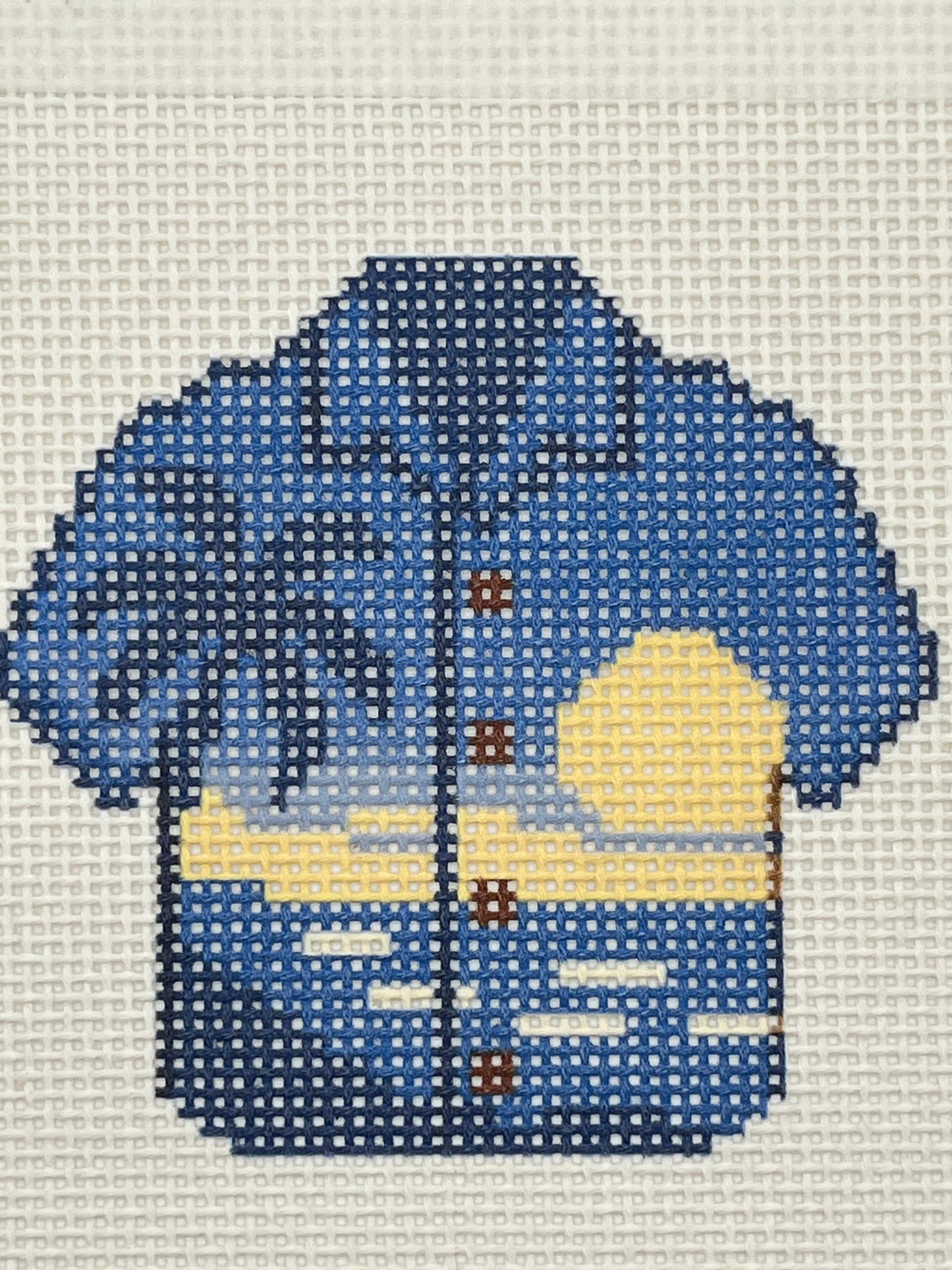 Blue Palm Hawaiian Shirt - 13 mesh - 6 x 6 - Needlepoint Canvas