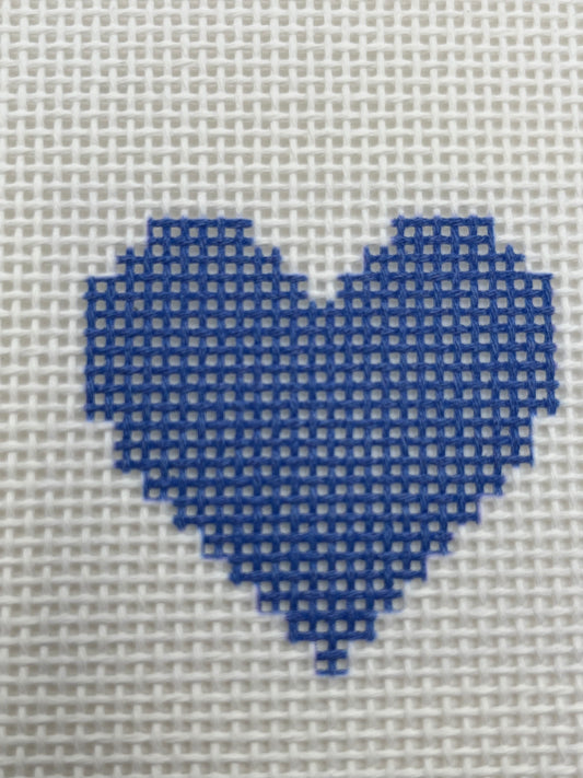 Blue Heart - Beginner Kit - 13 mesh - 6 x 6 - Needlepoint Canvas