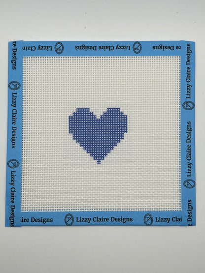 Blue Heart - Beginner Kit - 13 mesh - 6 x 6 - Needlepoint Canvas