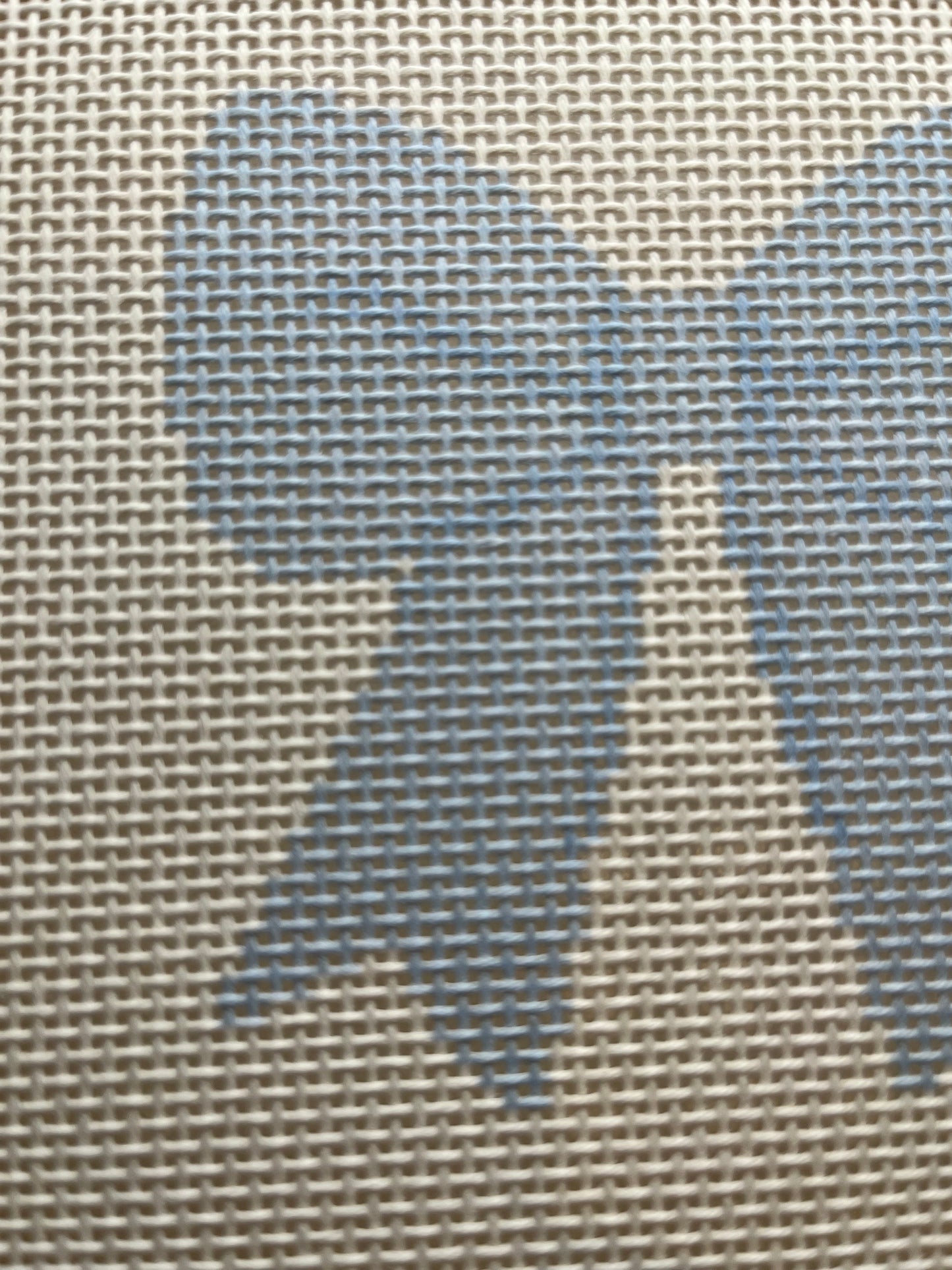 Light Blue Simple Bow - 13 mesh - 8 x 8 -  Needlepoint Canvas