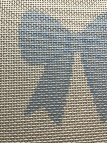 Light Blue Simple Bow - 13 mesh - 8 x 8 -  Needlepoint Canvas