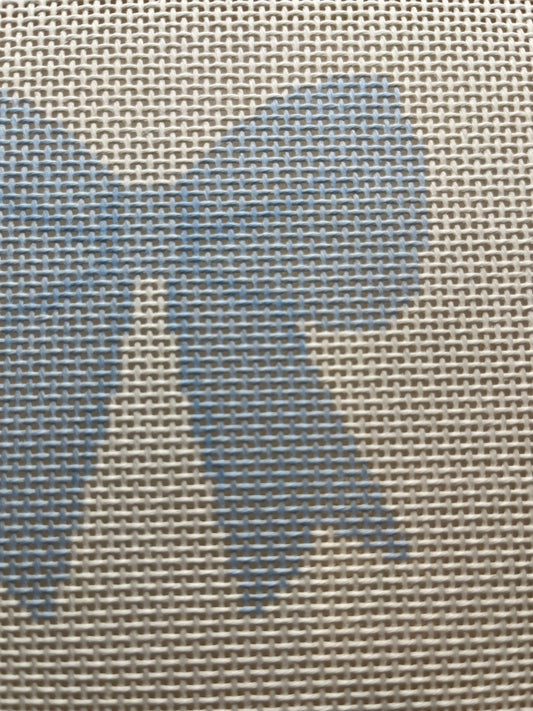 Light Blue Simple Bow - 13 mesh - 8 x 8 -  Needlepoint Canvas