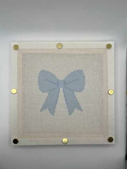 Light Blue Simple Bow - 13 mesh - 8 x 8 -  Needlepoint Canvas
