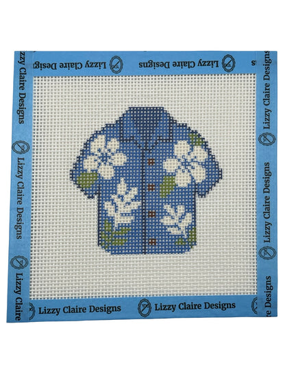 Blue Hawaiian Shirt - 13 mesh - 6 x 6 - Needlepoint Canvas