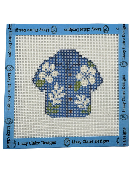 Blue Hawaiian Shirt - 13 mesh - 6 x 6 - Needlepoint Canvas