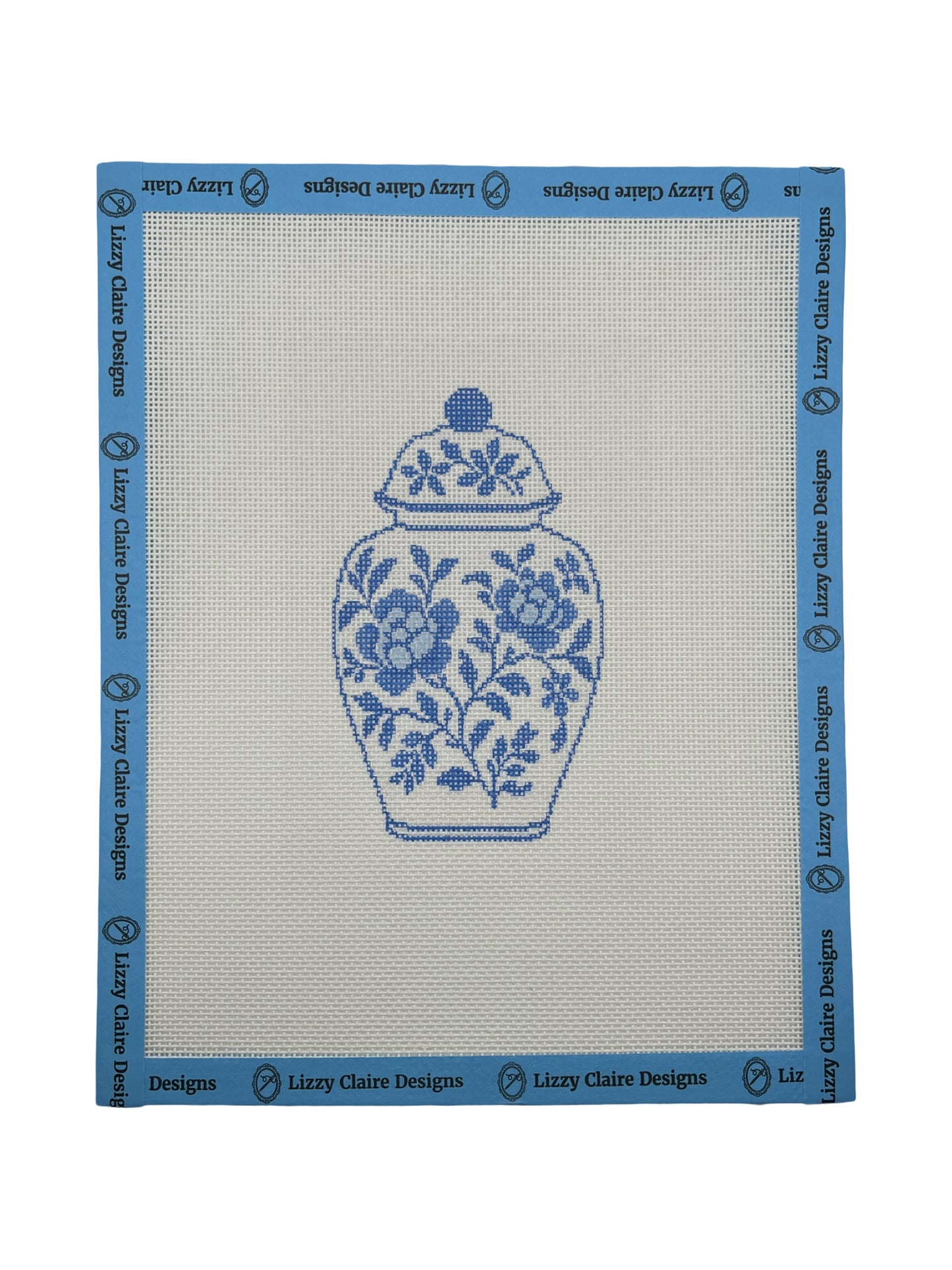 Blue and White Chinoiserie Ginger Jar - 18 mesh - 8 x 10 - Needlepoint Canvas