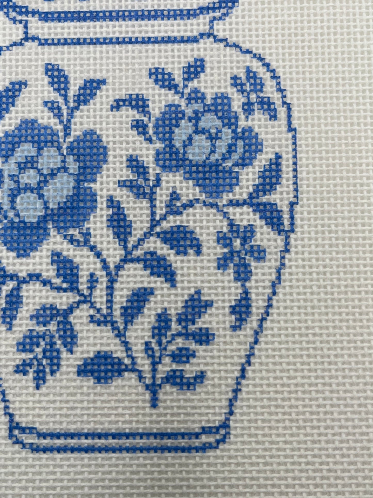 Blue and White Chinoiserie Ginger Jar - 18 mesh - 8 x 10 - Needlepoint Canvas