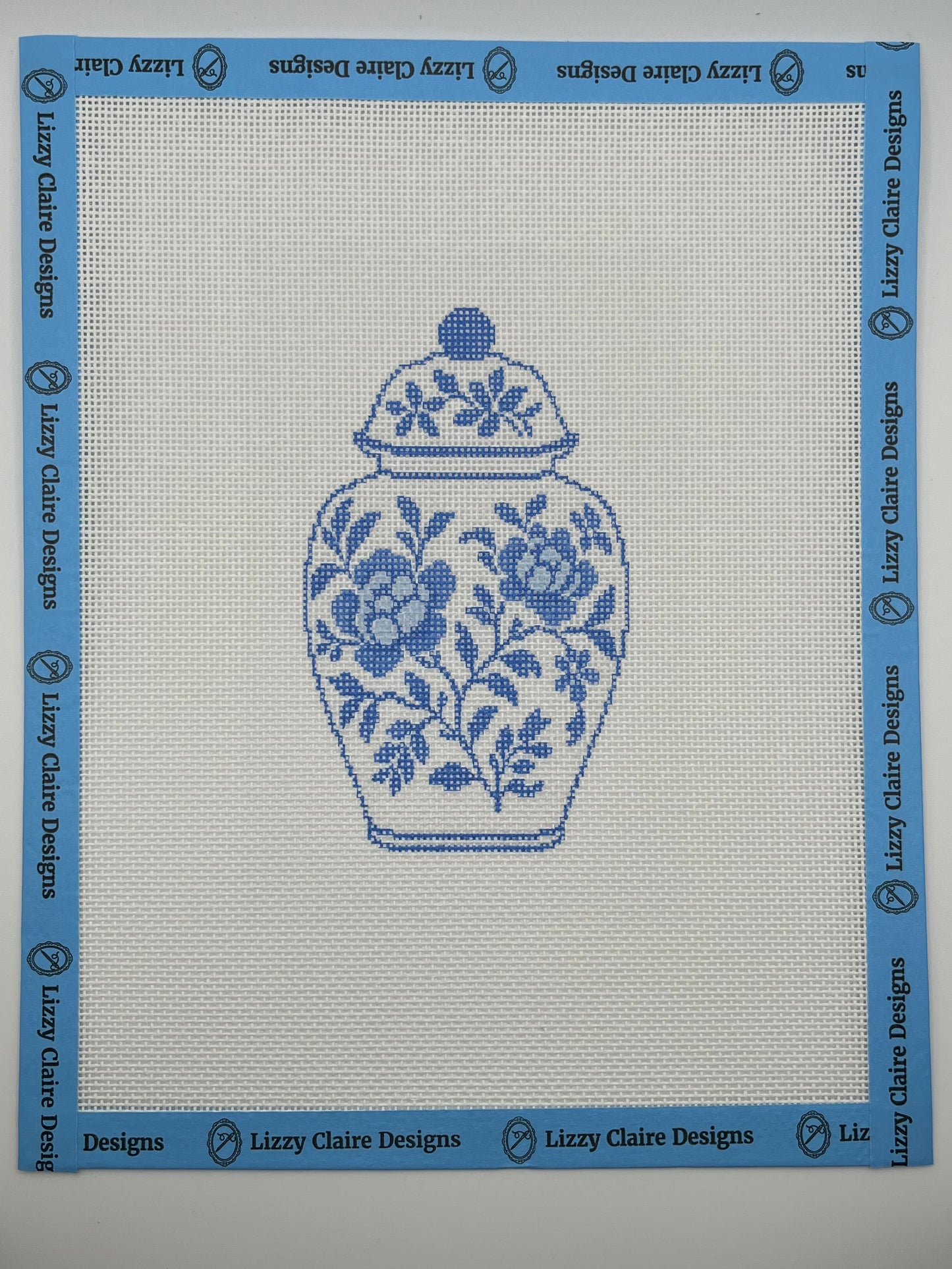 Blue and White Chinoiserie Ginger Jar - 18 mesh - 8 x 10 - Needlepoint Canvas