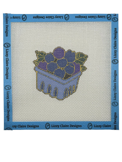 Blueberry Basket - 13 mesh - 7 x 7 - Needlepoint Canvas