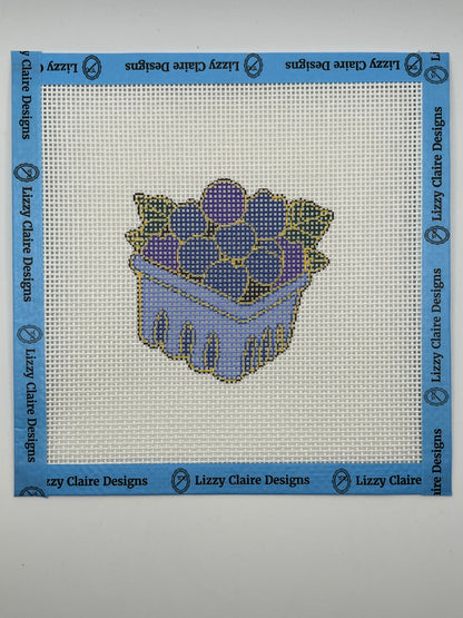 Blueberry Basket - 13 mesh - 7 x 7 - Needlepoint Canvas