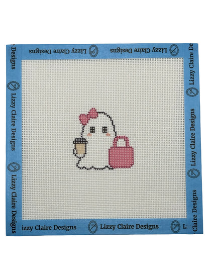 Boo-tique Shopper Ghost - 18 mesh - 6 x 6 - Needlepoint Canvas