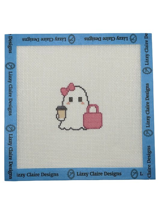 Boo-tique Shopper Ghost - 18 mesh - 6 x 6 - Needlepoint Canvas