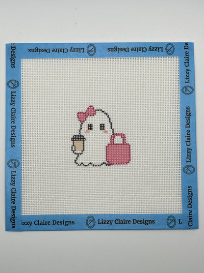 Boo-tique Shopper Ghost - 18 mesh - 6 x 6 - Needlepoint Canvas