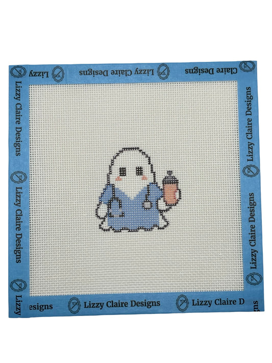 Boo Nurse Ghost - 18 mesh - 6 x 6 - Needlepoint Canvas