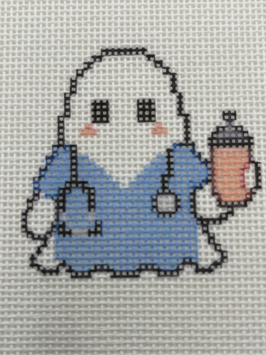 Boo Nurse Ghost - 18 mesh - 6 x 6 - Needlepoint Canvas