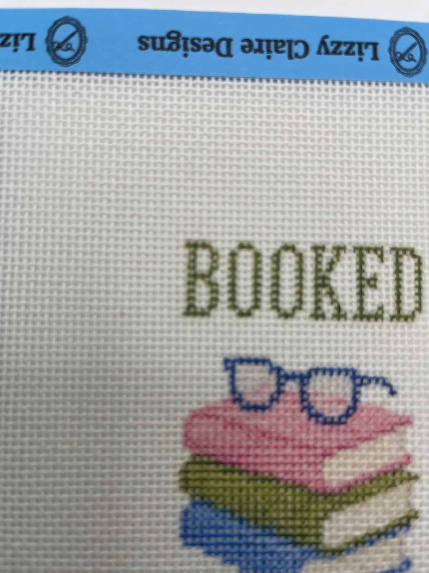 Booked- Luggage Tag Sized - 18 Mesh - 6 x 6 - Needlepoint Canvas