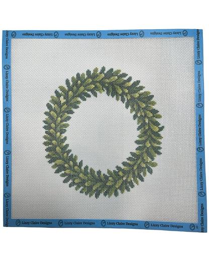 Boxwood Wreath - 13 mesh - 12 x 12 - Needlepoint Canvas