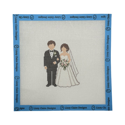 Bride and Groom - 18 mesh - 8 x 8 - Needlepoint Canvas