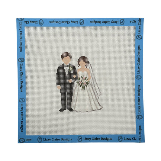 Bride and Groom - 18 mesh - 8 x 8 - Needlepoint Canvas