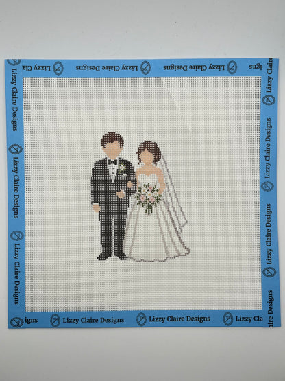 Bride and Groom - 18 mesh - 8 x 8 - Needlepoint Canvas