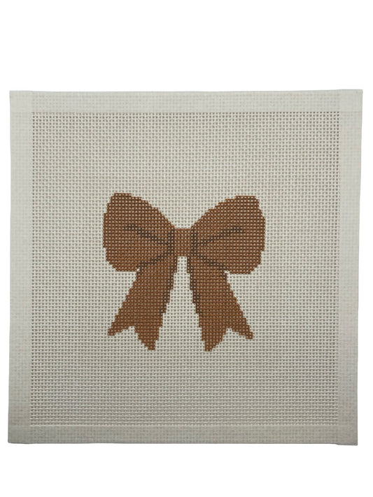 Brown Simple Bow - 13 mesh - 8 x 8 -  Needlepoint Canvas