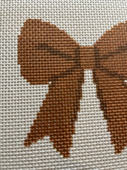 Brown Simple Bow - 13 mesh - 8 x 8 -  Needlepoint Canvas