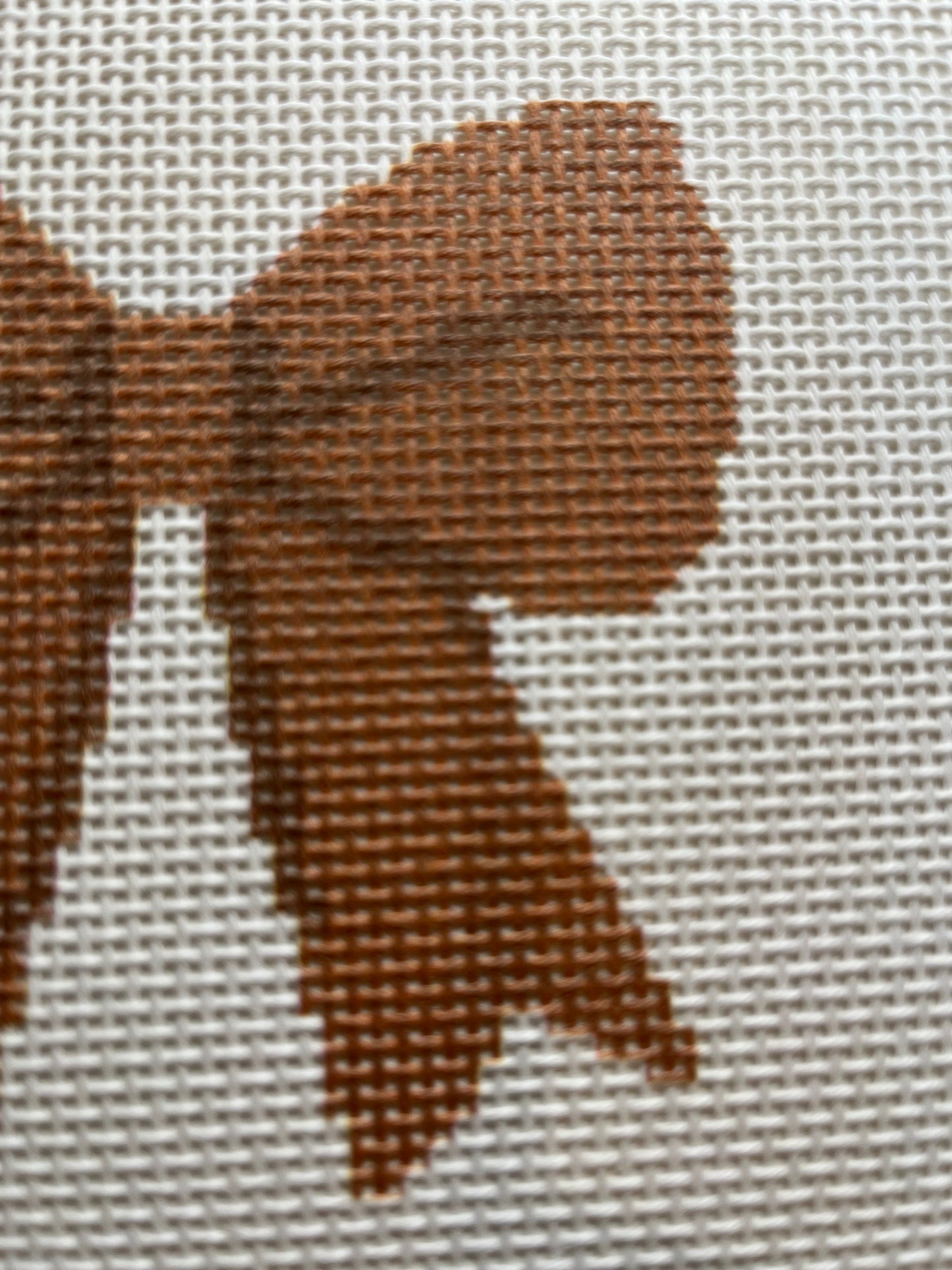 Brown Simple Bow - 13 mesh - 8 x 8 -  Needlepoint Canvas