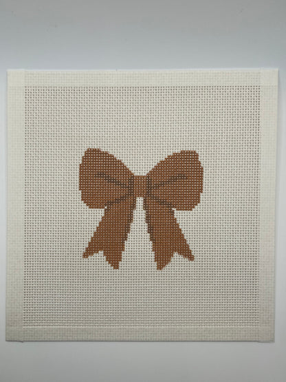 Brown Simple Bow - 13 mesh - 8 x 8 -  Needlepoint Canvas