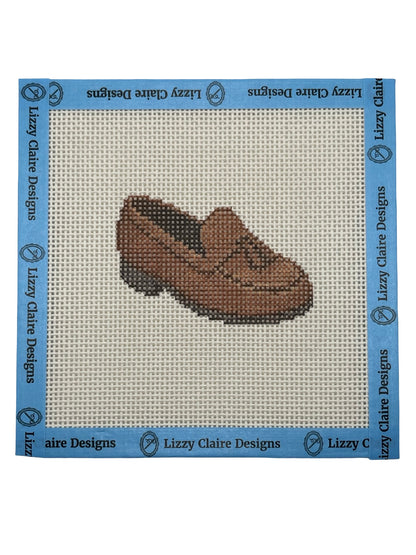 Brown Loafer - 13 mesh - 6 x 6 - Needlepoint Canvas