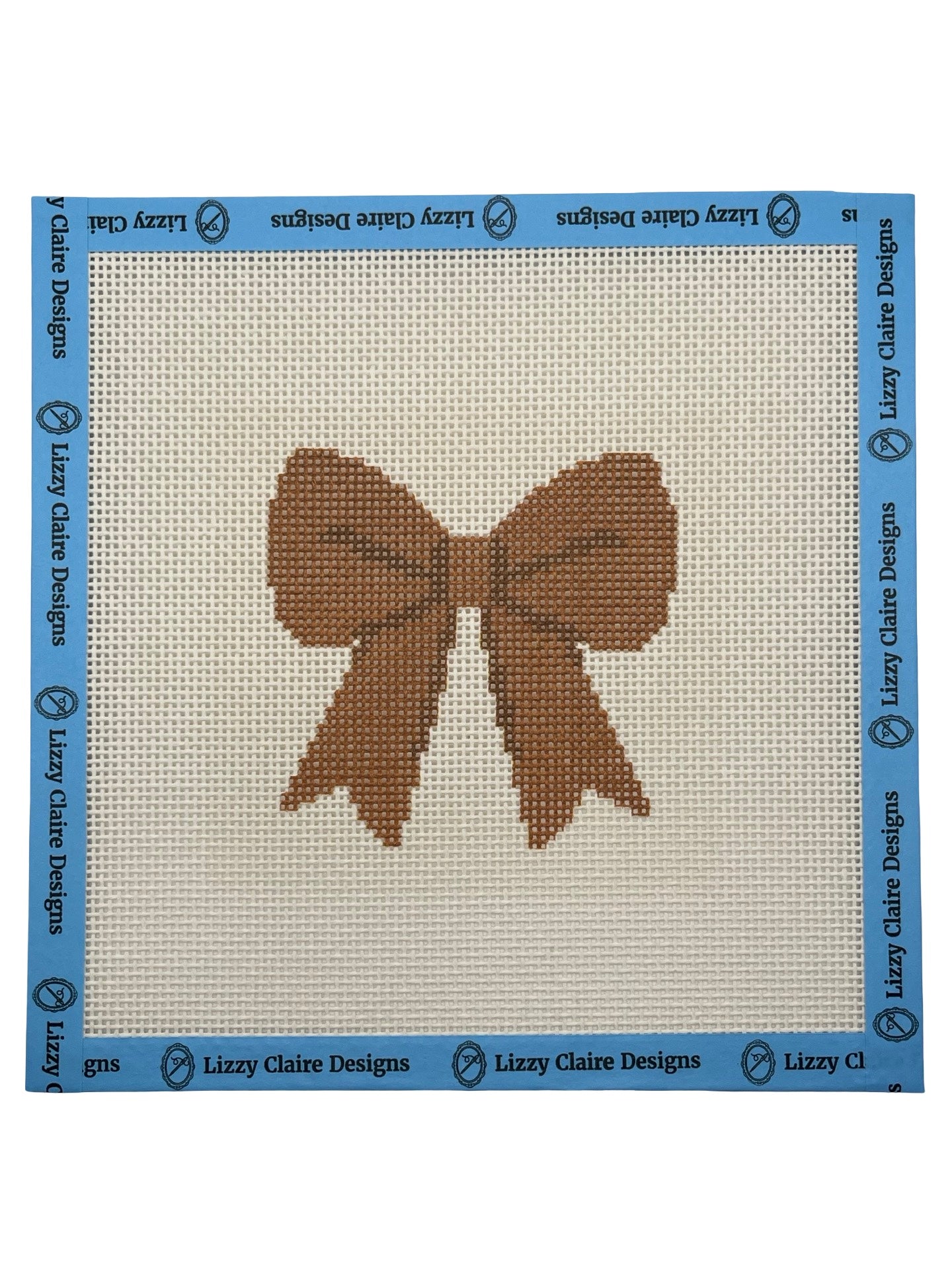 Brown Simple Bow - 13 mesh - 8 x 8 -  Needlepoint Canvas