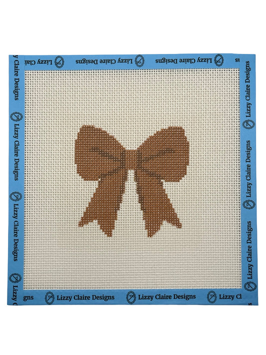 Brown Simple Bow - 13 mesh - 8 x 8 -  Needlepoint Canvas
