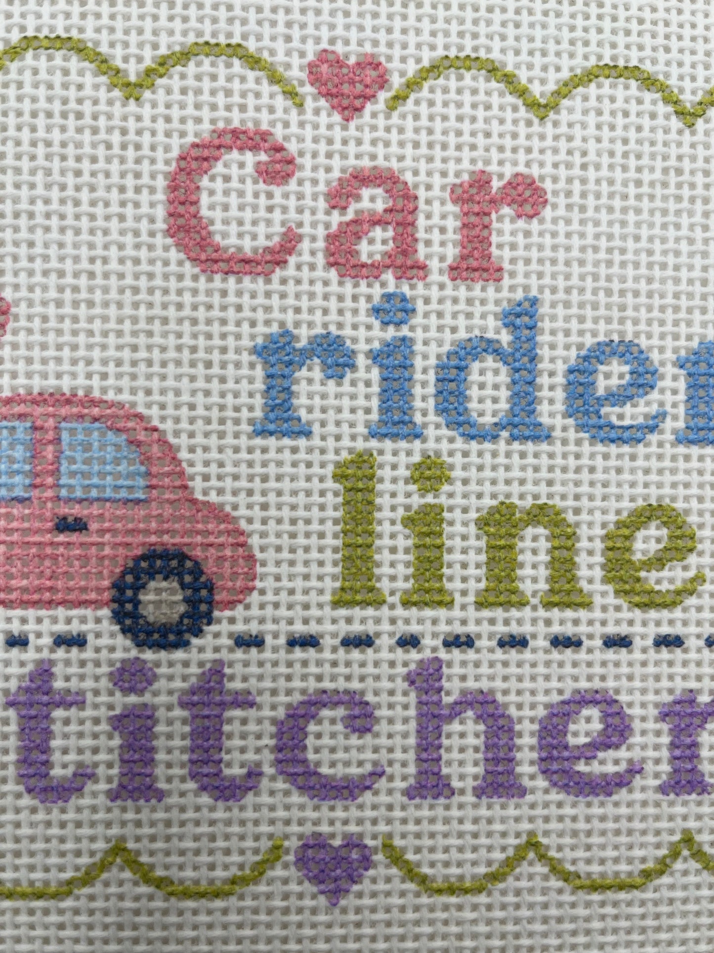 Car Rider Line Stitcher - 13 mesh - 10 x 8 - Needlepoint Canvas