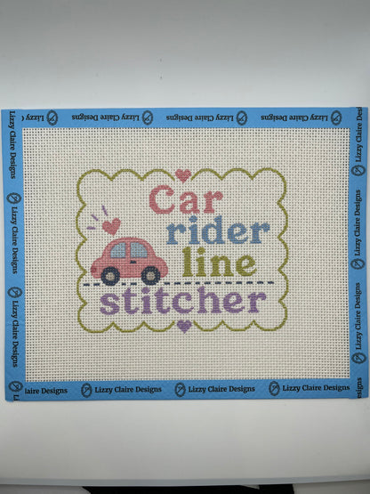 Car Rider Line Stitcher - 13 mesh - 10 x 8 - Needlepoint Canvas