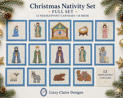 Christmas Nativity Set - Full Set - 18 mesh - 13 Needlepoint Canvases